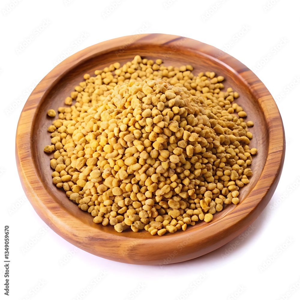 A wooden bowl filled with golden bee pollen granules, a natural supplement rich in vitamins and minerals. The granules are tightly packed, forming a mound in the bowl. A wooden bowl filled with golden bee pollen granules, a natural supplement rich in vitamins and minerals. The granules are tightly packed, forming a mound in the bowl.