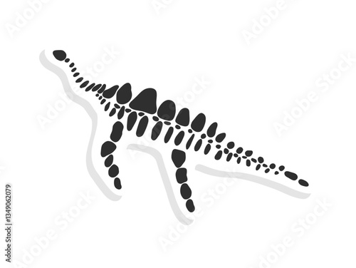 Abstract dinosaur skeleton illustration featuring black and white colors