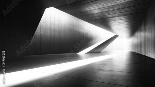 Fototapeta Naklejka Na Ścianę i Meble -  Monochromatic Concrete Architecture with Bright Light Beams