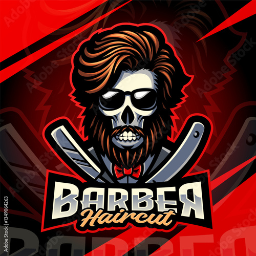 Barber haircut esport mascot logo design