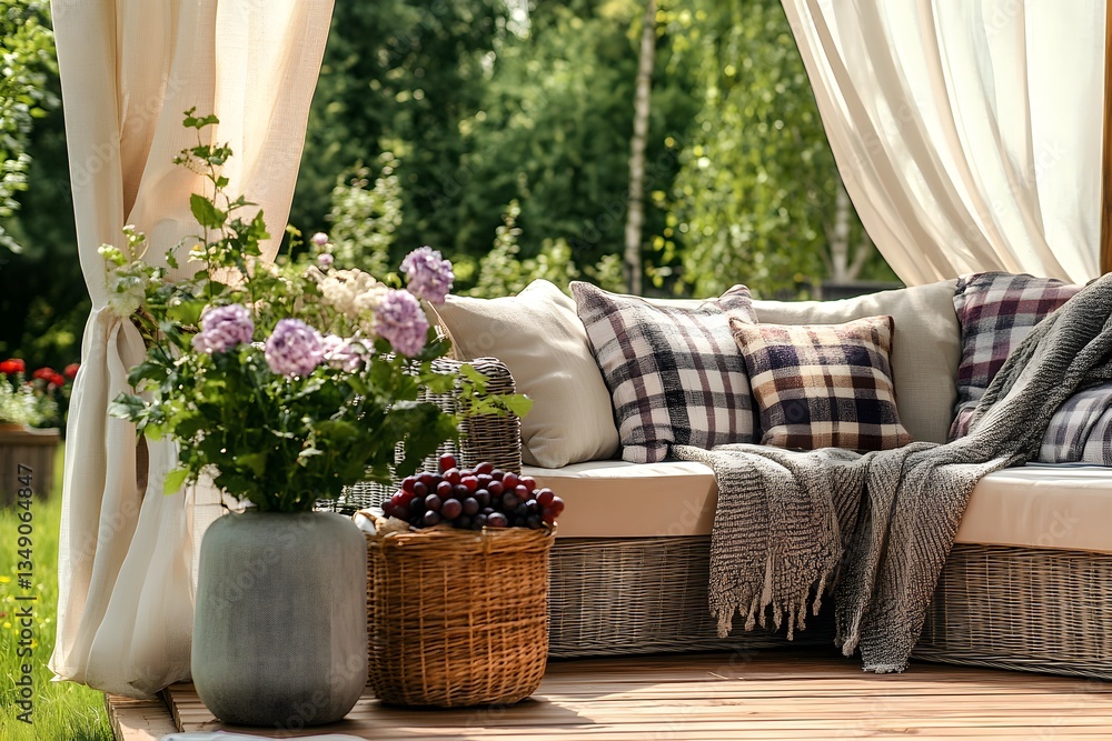 Obraz premium a cozy terrace interior, Generative AI 