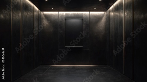 Modern Dark Elevator Interior with Minimalist Design