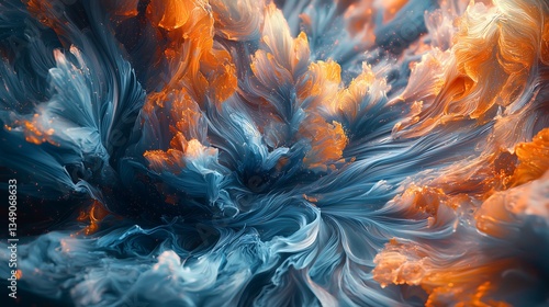 Dynamic Abstract Swirling Fire and Ice Fluid Motion