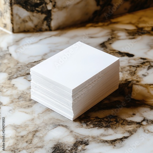 Blank cards stack marble background mockup (1)