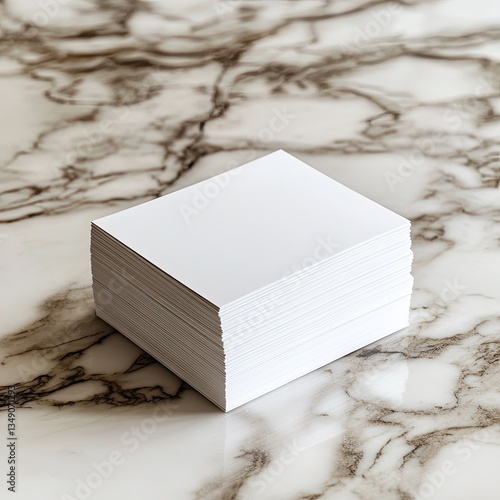 Blank cards stack marble background mockup (2)