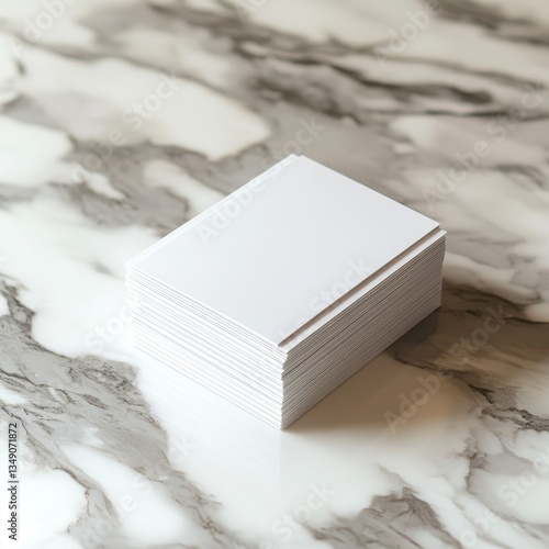 Blank cards stack marble surface design mockup