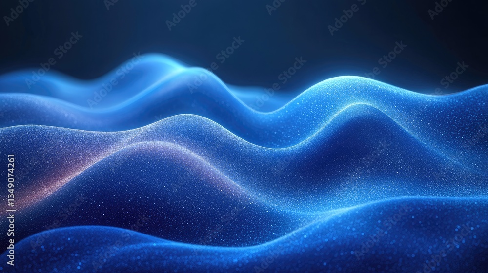 Obraz premium Blue digital waves flow, abstract background, tech design