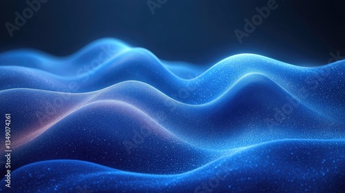 Blue digital waves flow, abstract background, tech design
