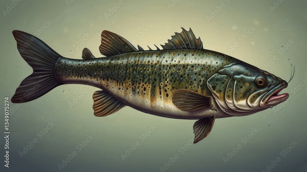 Fototapeta premium Detailed illustration of a largemouth bass