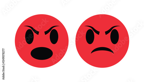 Angry face emoji. angry red face expression mood emoji. red round emoticon. expressive angry eyes