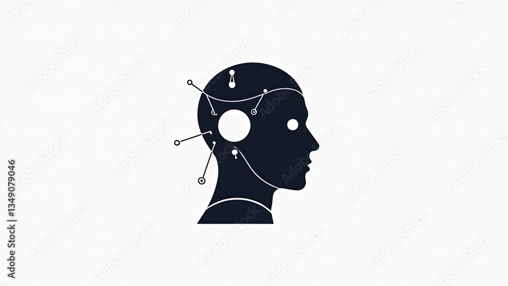 Fototapeta premium Cyborg Head Silhouette With Circuitry