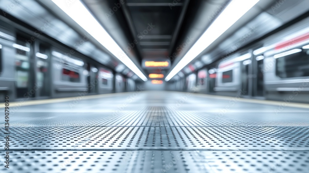 Subway Station Platform Perspective: Modern Urban Transportation Subway Station Platform Perspective: Modern Urban Transportation