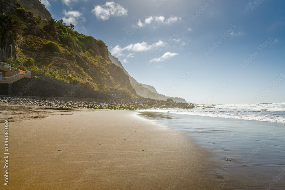 A breathtaking coastal gem, Playa del Socorro in Tenerife offers a mix of adventure and tranquility with its volcanic sand, turquoise waters, and lush green surroundings A breathtaking coastal gem, Playa del Socorro in Tenerife offers a mix of adventure and tranquility with its volcanic sand, turquoise waters, and lush green surroundings
