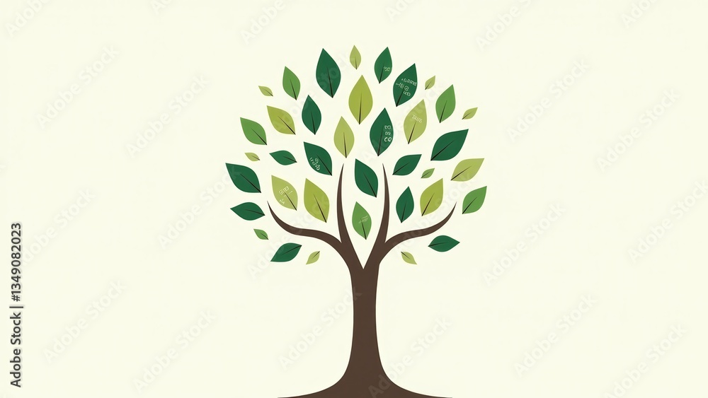 Stylized Tree Illustration With Green Leaves Stylized Tree Illustration With Green Leaves