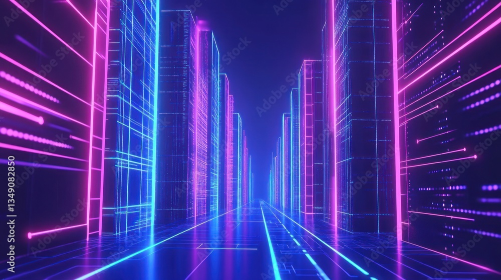 Neon Cityscape: A Digital Metropolis of Light and Code Neon Cityscape: A Digital Metropolis of Light and Code