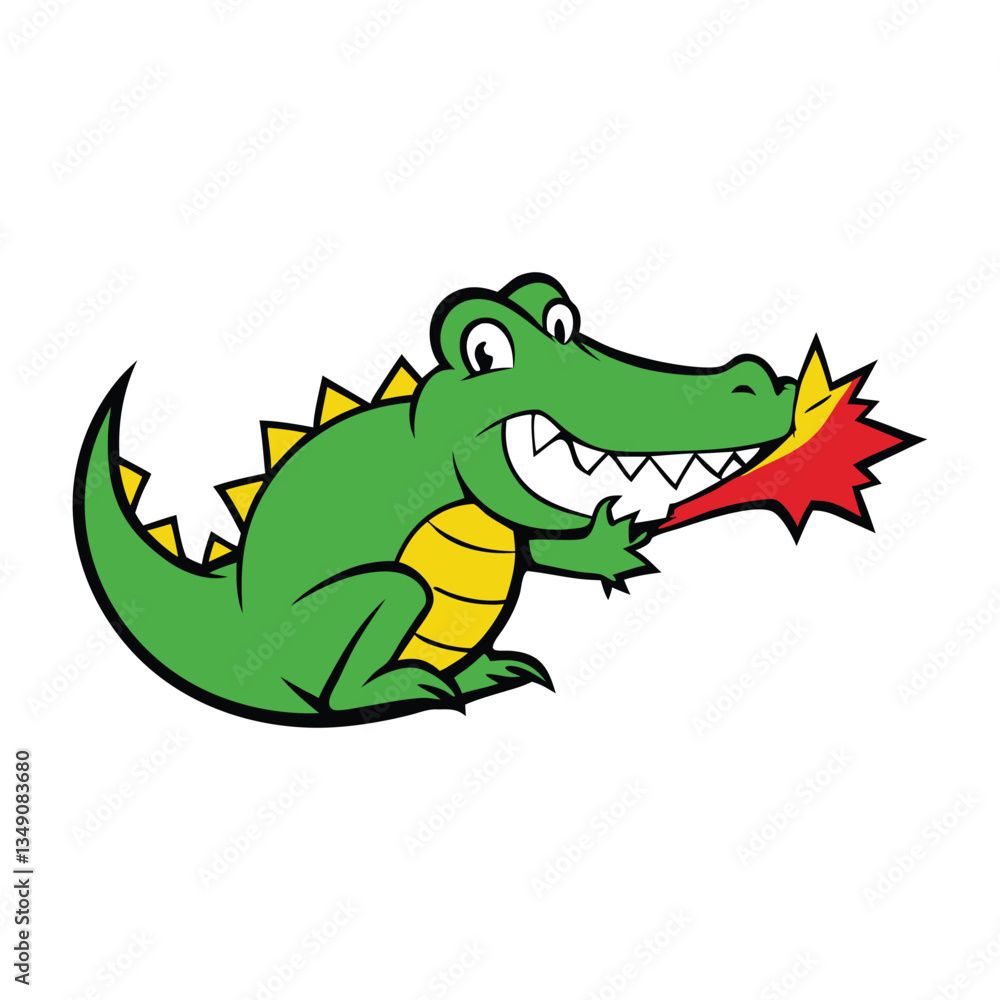 Naklejka premium A bold crocodile smashing through the logo, showcasing strength and power with sharp claws and fierce determination, leaving an unforgettable impression.