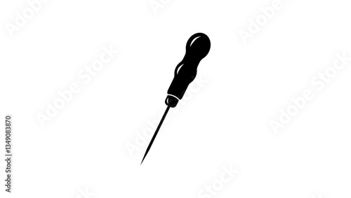Needle Sewing Pricker Awl Tool, black isolated silhouette