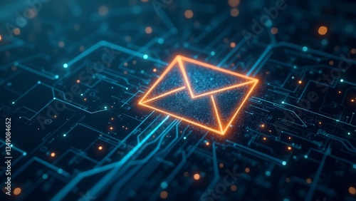 Digital Mail Icon On Circuit Board