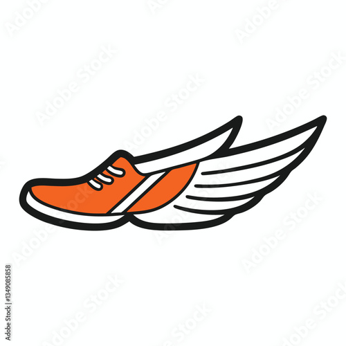 A dynamic logo featuring a sleek track shoe with wings, symbolizing speed, agility, and freedom in sports, perfect for athletes and sports brands.