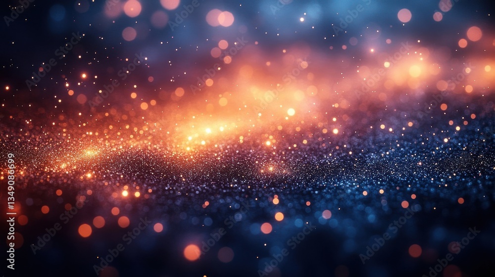 Fototapeta premium Abstract Digital Universe With Orange and Blue Particles in Dark Background