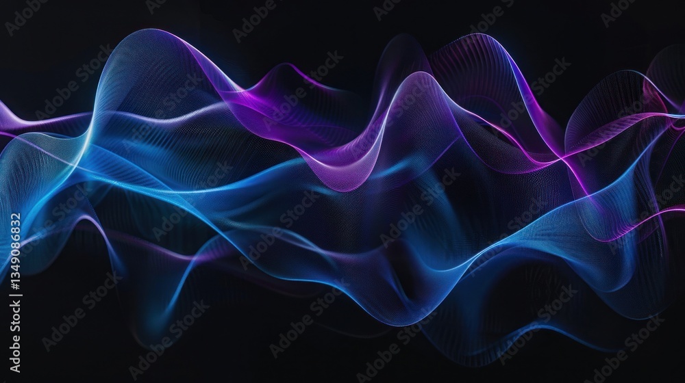 Abstract Flowing Neon Waves on Black Background Abstract Flowing Neon Waves on Black Background
