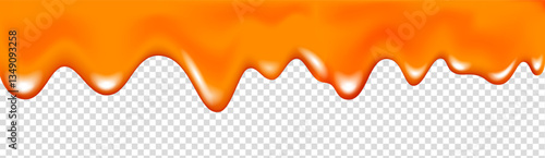 Drips of orange, pumpkin, carrot apricot jam on white background.
