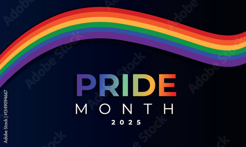 LGBT Pride Month. Pride label, ribbons with rainbow colors. Banner Love is love. LGBT event banner template. Realistic vector
