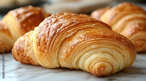 Wallpaper Mural Golden-brown croissant, flaky layers visible. Perfect for bakery, food, or breakfast themes. Torontodigital.ca