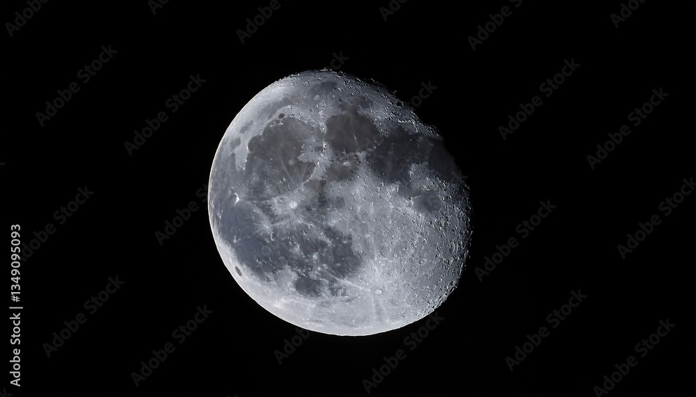 Obraz premium Close-up of intricate lunar surface details during a partial lunar eclipse, dramatic lighting, astronomical observation, high-detail space imagery