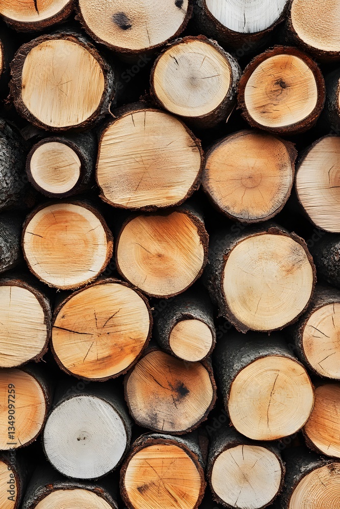 Neat Stacking of Firewood: A visually captivating arrangement of freshly cut firewood logs showcases the natural patterns of the wood, ready for warmth and home Neat Stacking of Firewood: A visually captivating arrangement of freshly cut firewood logs showcases the natural patterns of the wood, ready for warmth and home