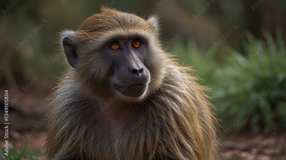 Close-up of a watchful baboon Close-up of a watchful baboon