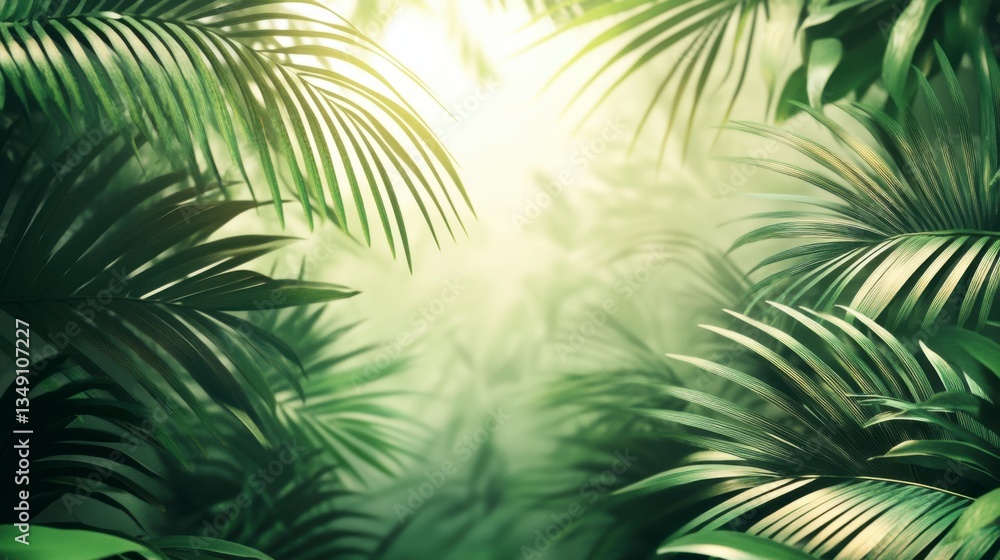 Obraz premium tropical leaves with a shadow background. Summer wallpaper banner design