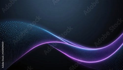 Wavy blue light lines flow with purple energy on an abstract design backdrop