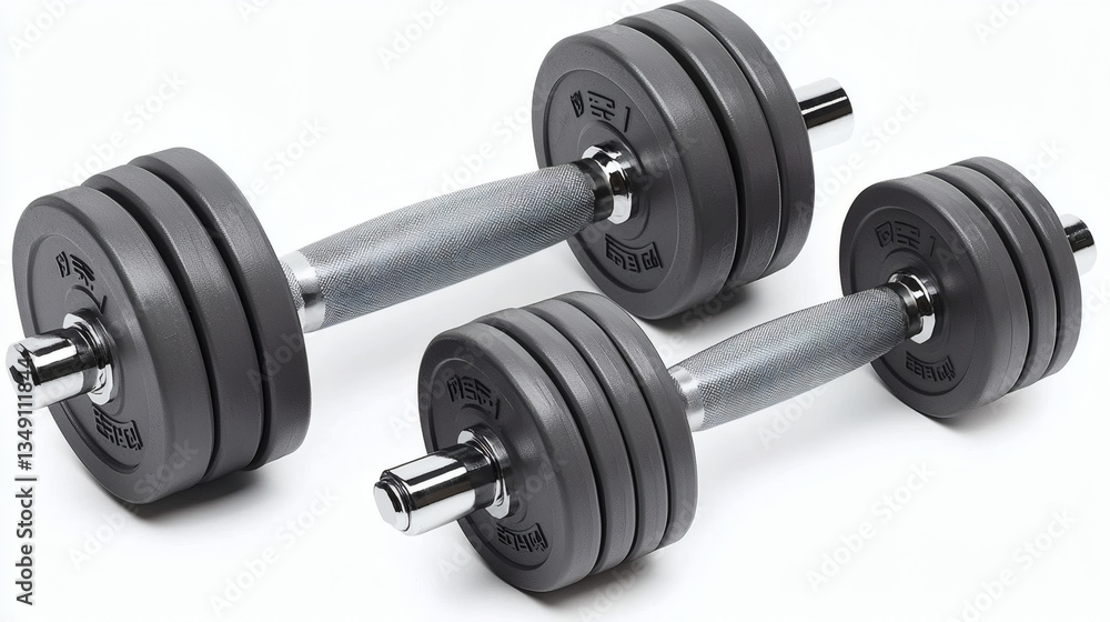 Fototapeta premium A Lightweight Adjustable Dumbbells Displayed On A Clean White Isolated Background