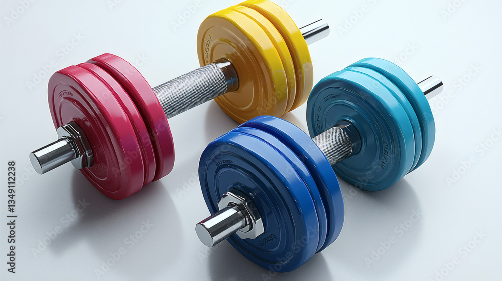 Naklejka premium A Lightweight Adjustable Dumbbells Displayed On A Clean White Isolated Background