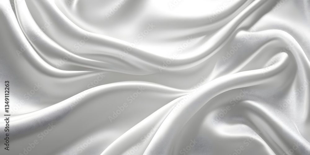 Obraz premium Ethereal Silk: Luxurious folds of delicate white silk flow and dance, evoking a sense of opulence and serenity. The smooth texture and gentle curves create a mesmerizing effect.