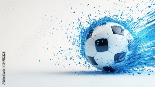 Soccer ball, water splash, white, speed, energy, motion, background, advertisement