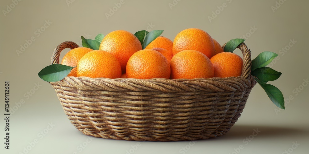 Fresh oranges in a woven basket highlighting vibrant color and natural beauty Fresh oranges in a woven basket highlighting vibrant color and natural beauty