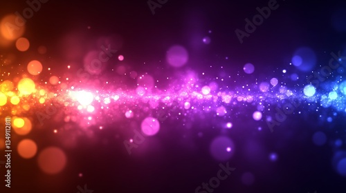 Abstract colorful glowing particles.