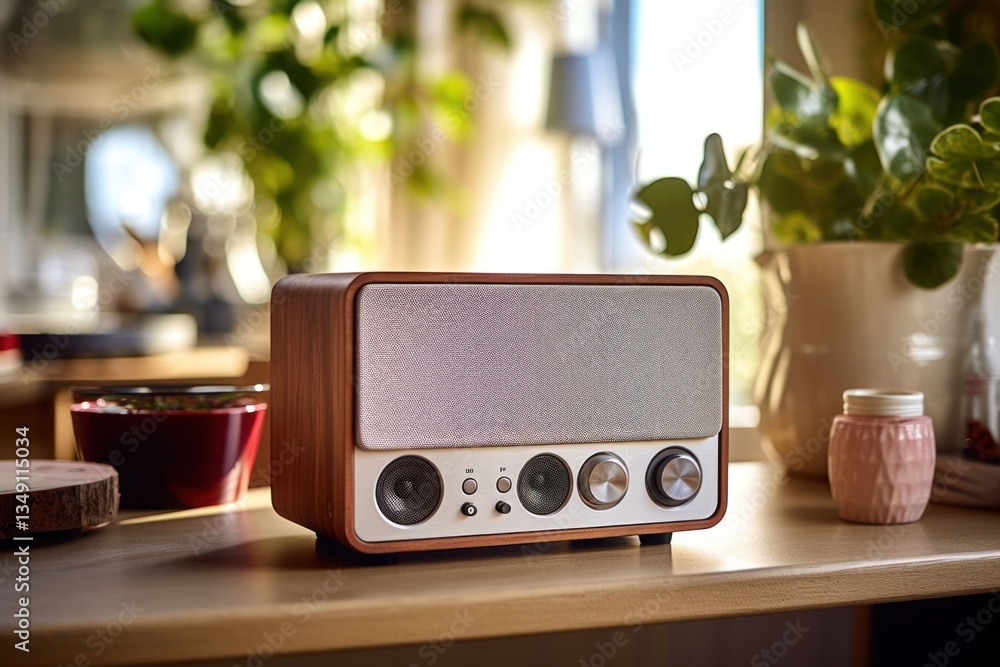 Fototapeta premium Speaker electronics radio table.