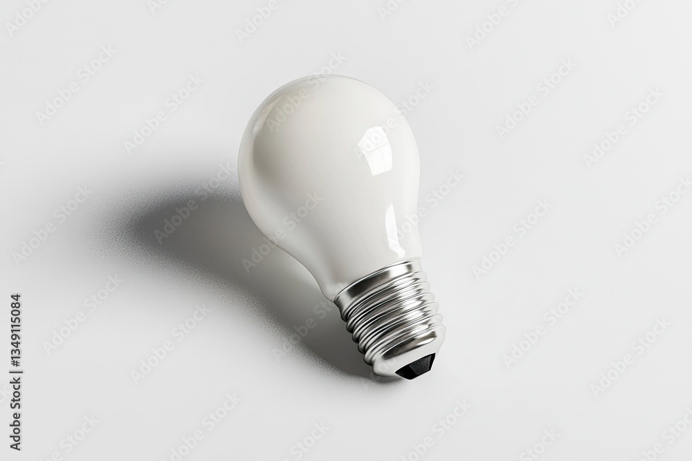 Isolated White Light Bulb on White Background Idea Concept Studio Shot Isolated White Light Bulb on White Background Idea Concept Studio Shot
