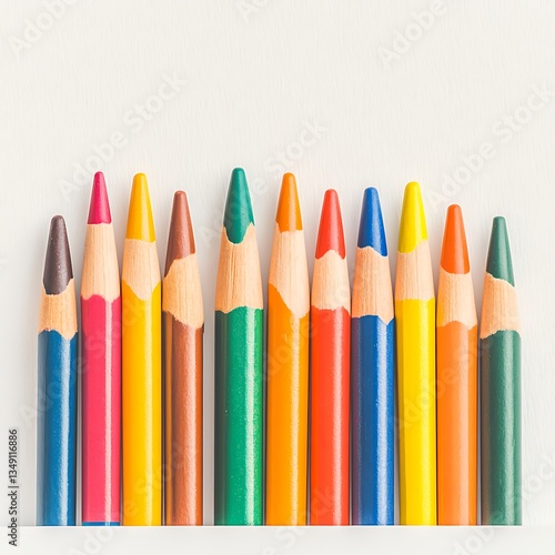 Colorful Pencils on White Background.