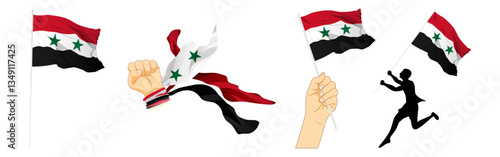 Vector illustration of Syria flag composition on transparent background