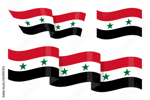 Vector illustration of wavy Syria flag on transparent background