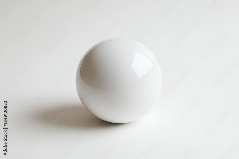 Minimalist White Sphere Still Life with Glossy Finish on Plain Background Minimalist White Sphere Still Life with Glossy Finish on Plain Background