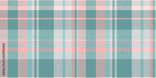 Outline textile fabric check, bandanna plaid vector seamless. Marketing pattern background tartan texture in light and teal colors.