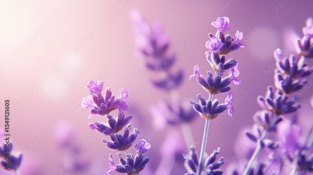 Fototapeta premium Lavender flowers in soft focus, beautiful purple blooms, nature background