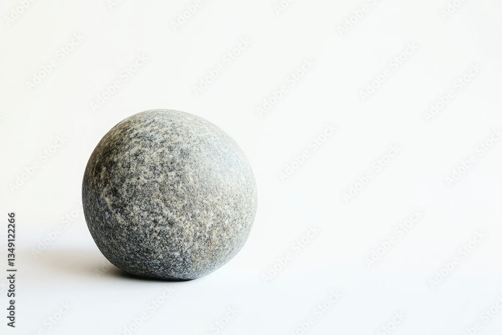 Isolated Textured Stone Sphere on White Background for Calmness and Serenity Isolated Textured Stone Sphere on White Background for Calmness and Serenity