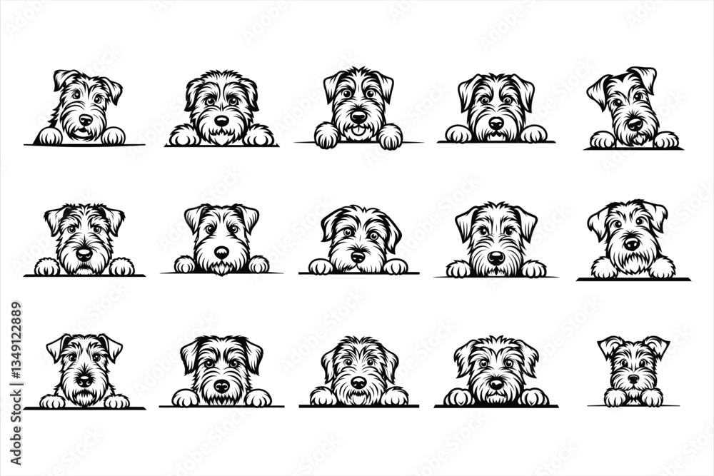 Fototapeta premium Peeking Airedale Terrier dog svg