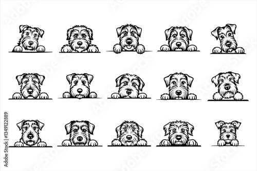 Peeking Airedale Terrier dog svg